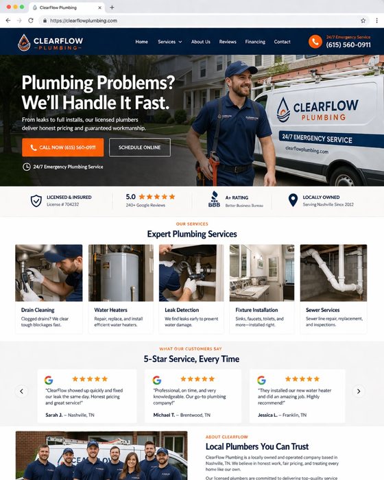 Commercial Plumbing — plumbing website example